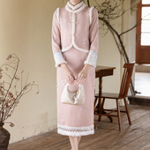 加绒加厚日常穿年轻气质连衣裙 冬季 国风改良旗袍女修身 新款 新中式