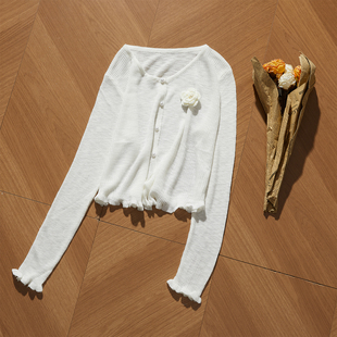 女长袖 波尔菲2026春季 旗袍外搭针织开衫 简约文艺风白色新中式 新款