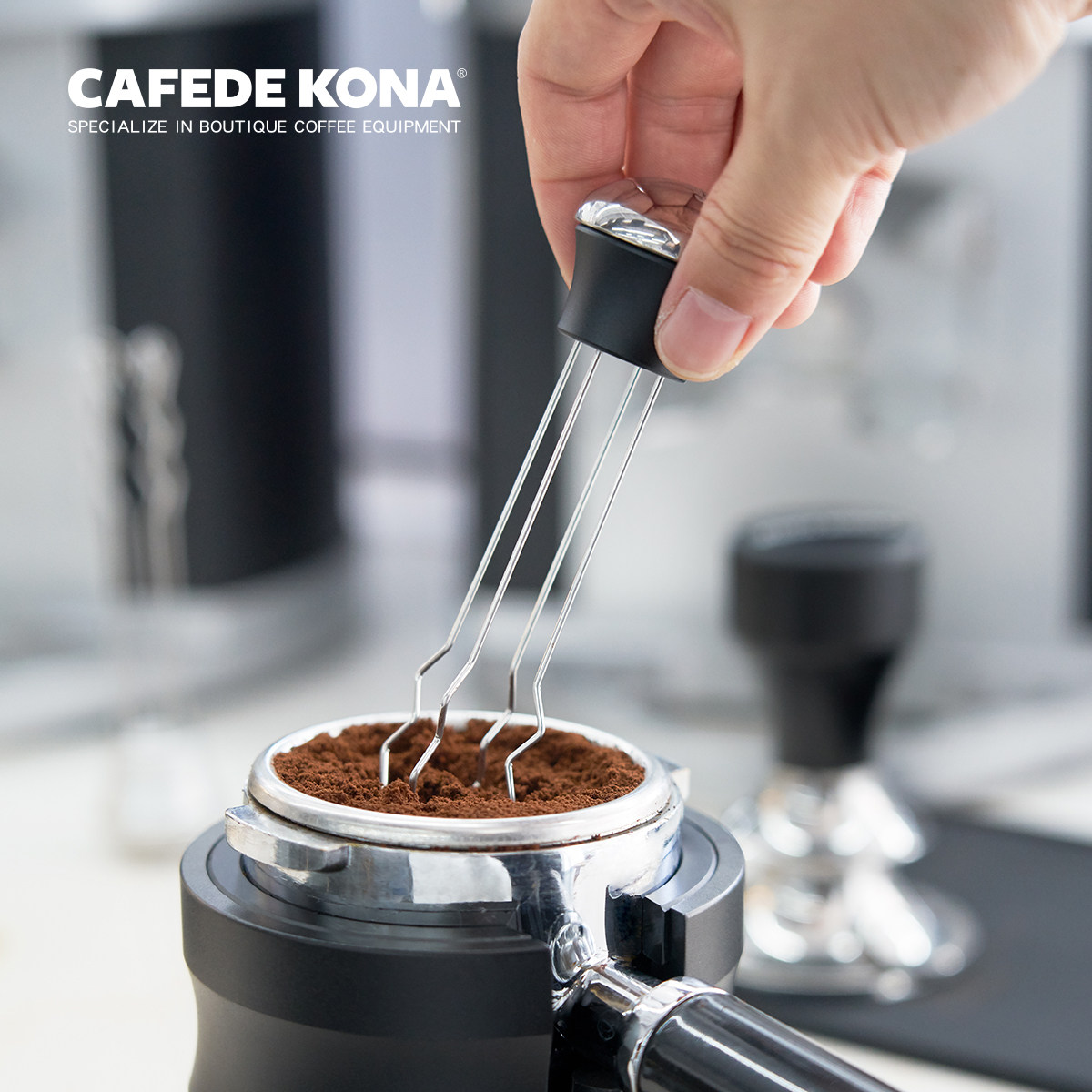 CAFEDE KONA不锈钢意式咖啡布粉针浓缩咖啡萃取辅助器具布粉均匀