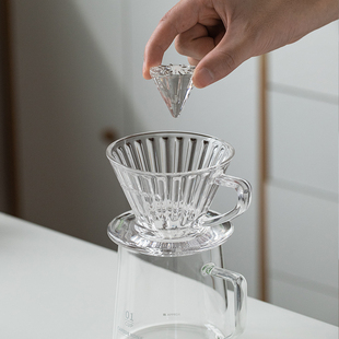 CAFEDEKONA手冲咖啡滤杯V60玻璃滤杯蛋糕滤杯家用咖啡器具套装