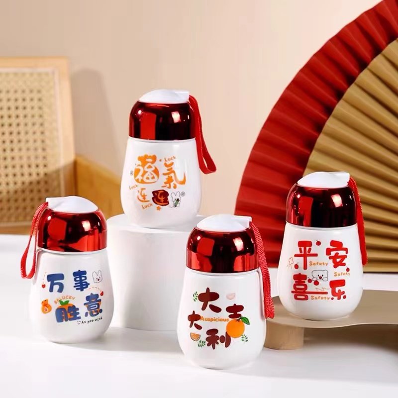 批發陶瓷杯卡通带盖灯泡杯广告开业活动礼品定制logo企鹅杯马克杯