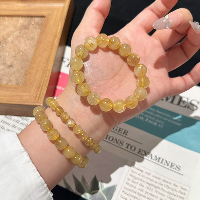 原石天然巴西金发晶手链女水晶