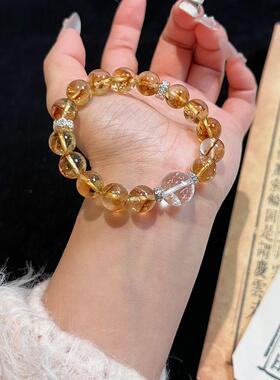 新中式国风天然黄塔晶手链