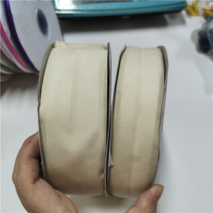两种尺寸宽版 米色螺纹带 1盘50码