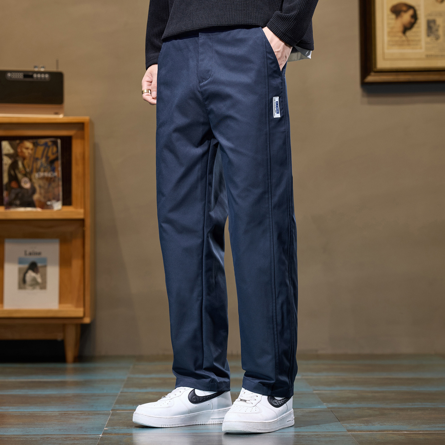 2025男装秋冬新款休闲裤时尚休闲微阔腿厚款保暖爆款裤子轻商务风