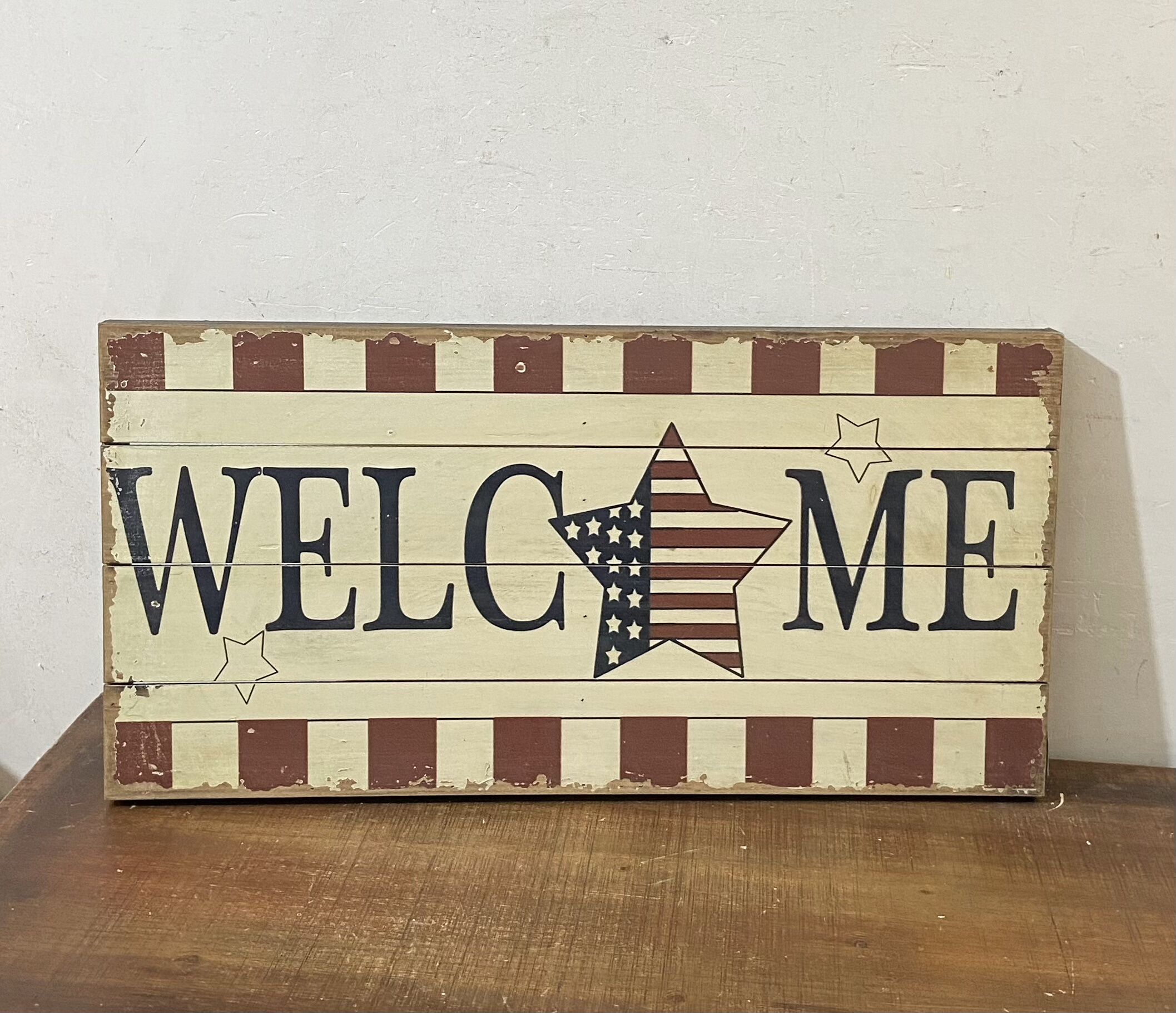 外贸孤品美式复古木质WELCOME欢迎牌装饰挂画挂牌