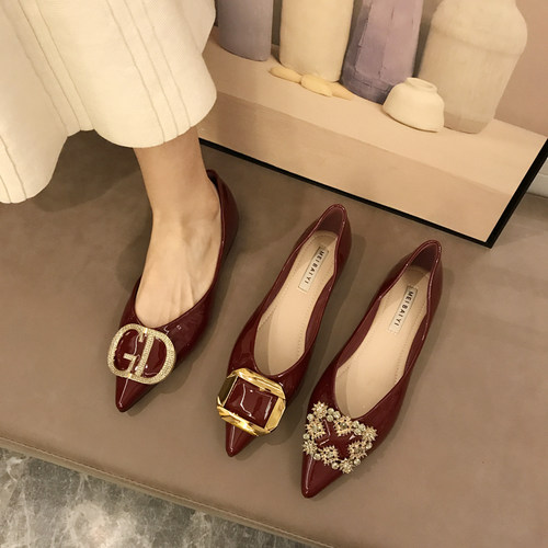 平底单鞋女尖头浅口百搭软底