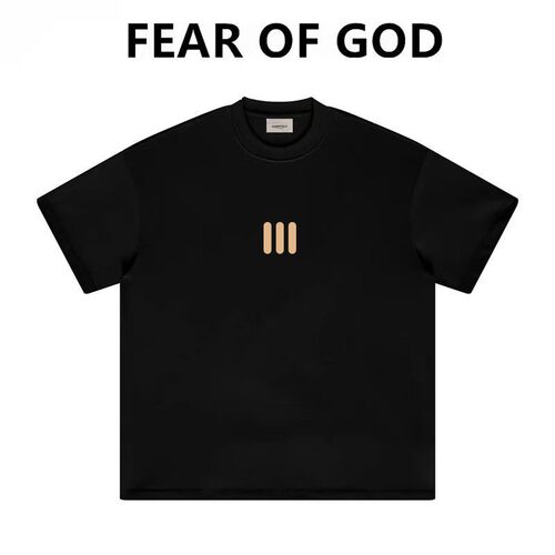 FEAR OF GOD潮牌联名三条杠植绒短袖T恤男女高街纯棉宽松情侣FOG