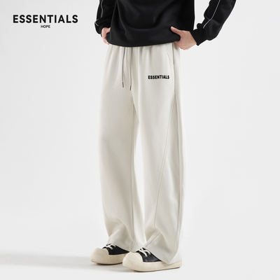 ESSENTIALS2025秋季美式弯刀裤男休闲运动卫裤宽松阔腿潮牌长裤子
