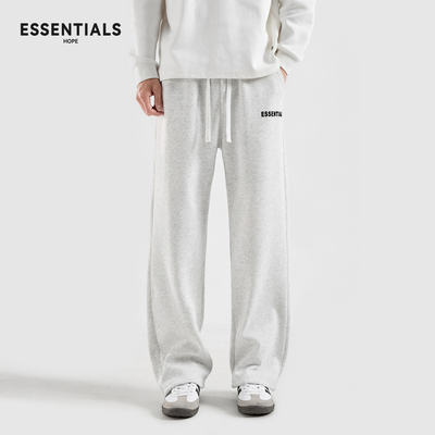 ESSENTIALS HOPE春季白花灰休闲运动长裤子男士直筒垂感微喇卫裤
