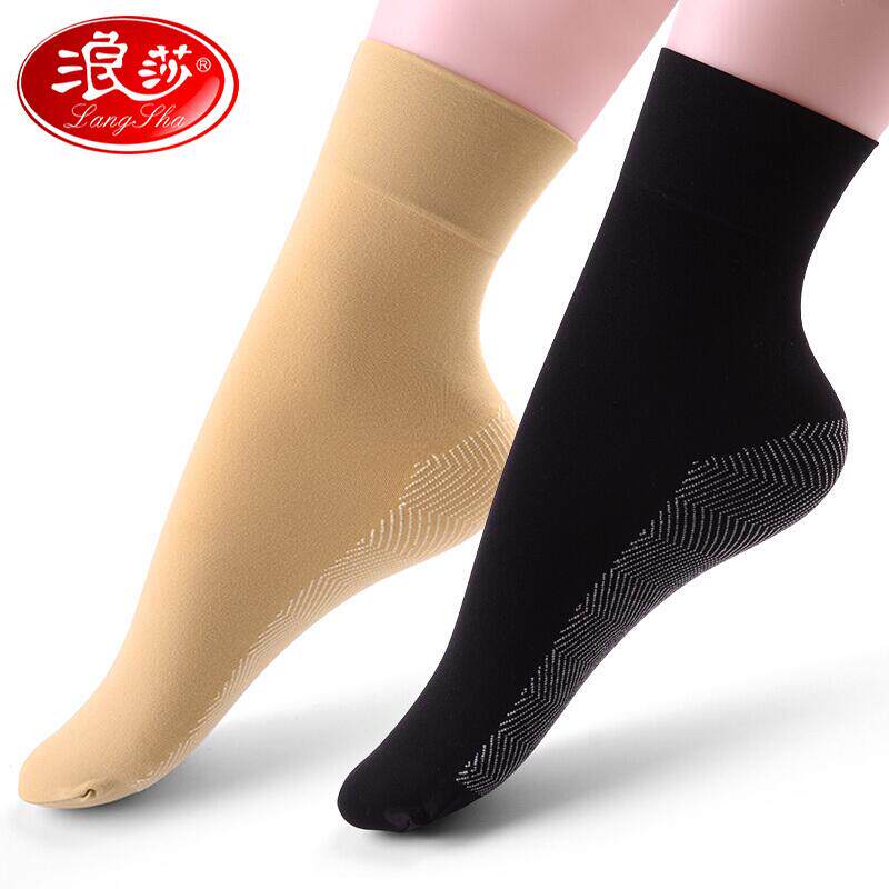 浪莎棉底防滑中厚款天鹅绒女袜图片