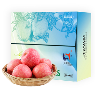 正宗陕西洛川红富士苹果惊喜试吃6枚中果新鲜水果装 包邮