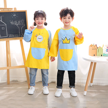 儿童罩衣防水长袖幼儿园美术绘画反穿衣宝宝吃饭围兜女宝围裙