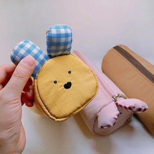 三色补丁小兔子手拿包个性 ins风手提包可爱包包女生百搭学生小包