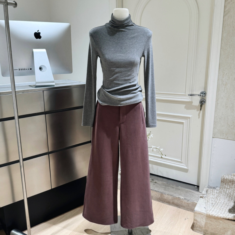 蘑糯糯 同款新款豆沙藕色直筒休闲韩版加厚秋冬保暖卫裤