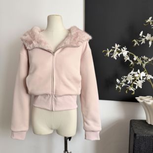 CallmeEar 两穿毛绒外套短款保暖加厚连帽外套冬季新款