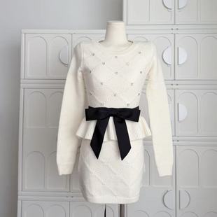 半裙套装 Catyears猫年 少女手札手工钻饰亲肤柔软菱形针织上衣