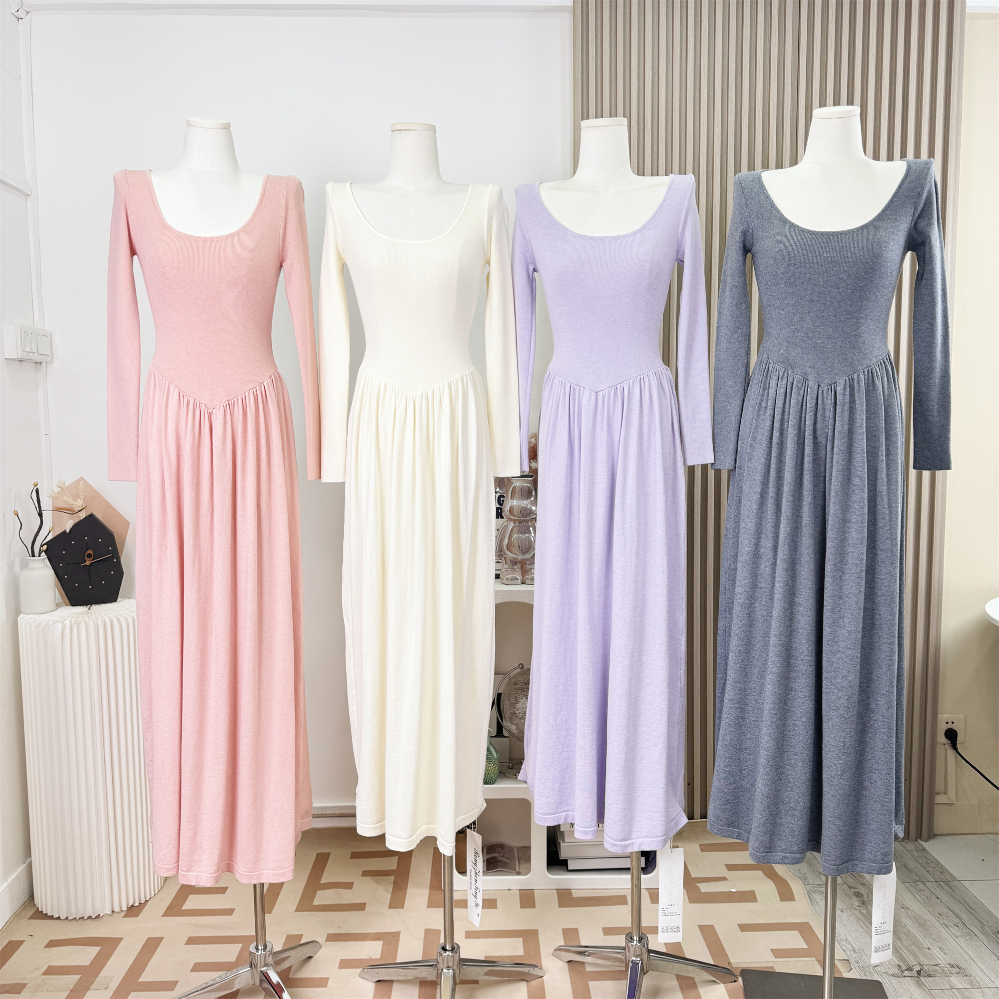 娇美姐姐垂又暖含羊毛大圆领收腰连衣裙秋冬内搭伴侣