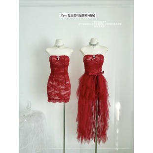 复古蕾丝包臀裙 圣诞主题套裙 拖尾 挚爱幻想长款 Catyears猫年