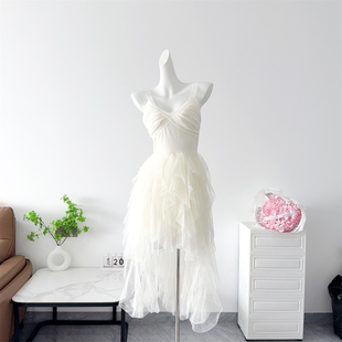 车迟恩Chien 轻奢重工高级生日小礼裙公主白色网纱吊带连衣长裙女