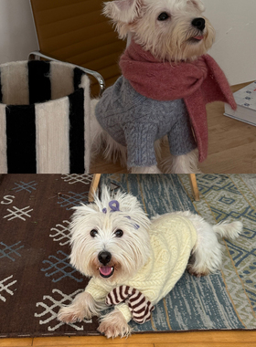 POXFFEEPet领口袖口全麻花设计毛衣秋冬西高地马尔济斯小型犬衣服