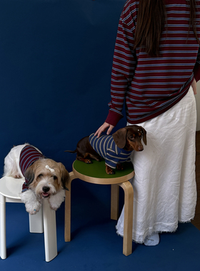 POXFFEE Pet/复古条纹 亲子狗狗衣服 腊肠狗西高地