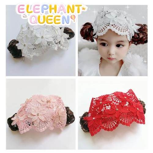 婴儿蕾丝发带婴幼儿护卤门发网韩版公主头花刘海女宝宝假发头饰