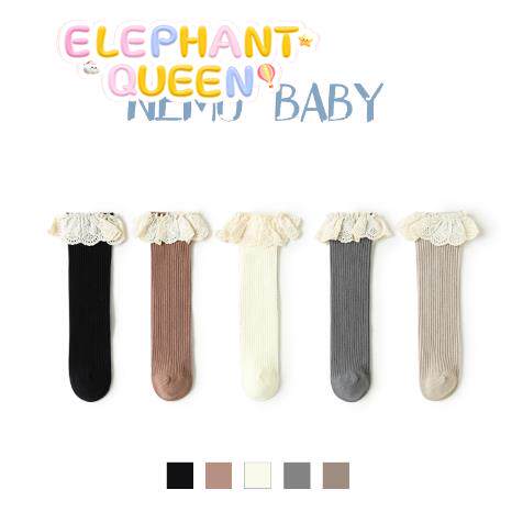 新款儿童袜子春秋季女童中大童袜无跟中筒袜韩国花边宝宝棉袜