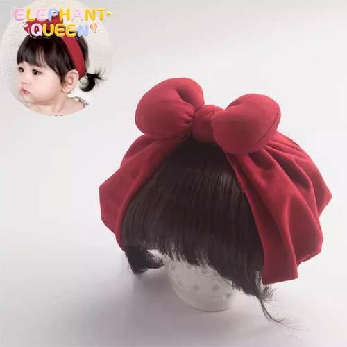 婴儿假发头饰生日满月摄影发饰新款幼儿可爱蝴蝶结小宝宝刘海发带