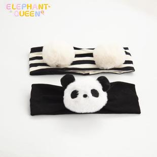 宝宝帽子婴幼儿可爱头巾婴儿发带男宝女宝超萌熊猫发饰新生儿头饰