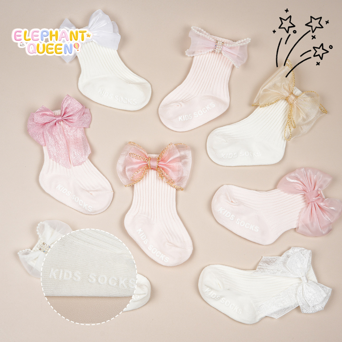 婴儿中筒袜春秋蝴蝶结公主袜