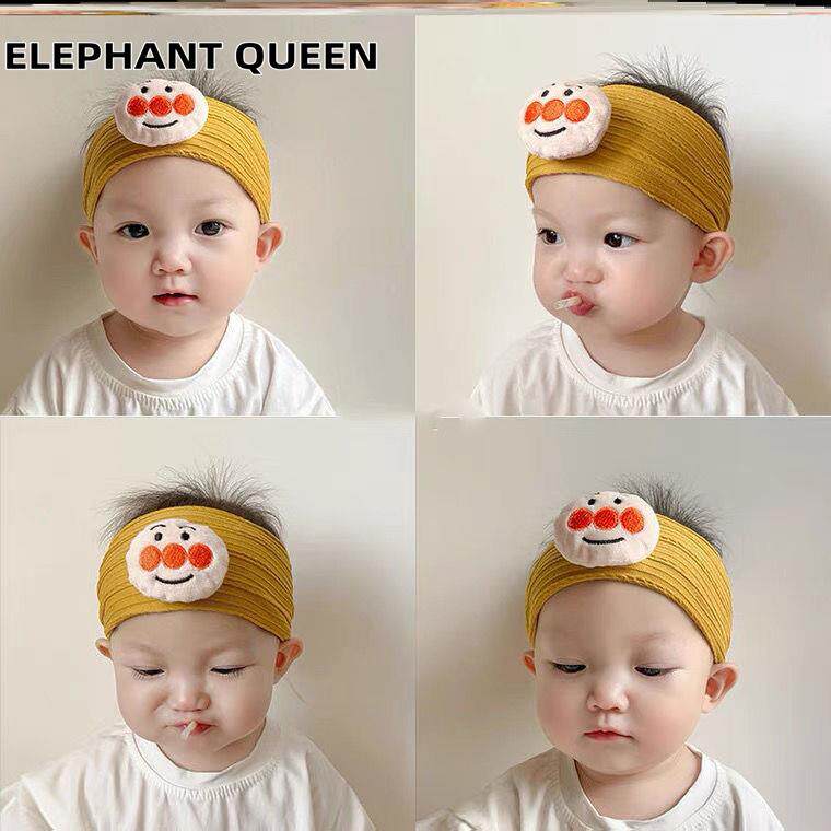 新款ins风儿童发饰可爱面包超人头带宝宝宽头巾尼龙提花婴儿发带