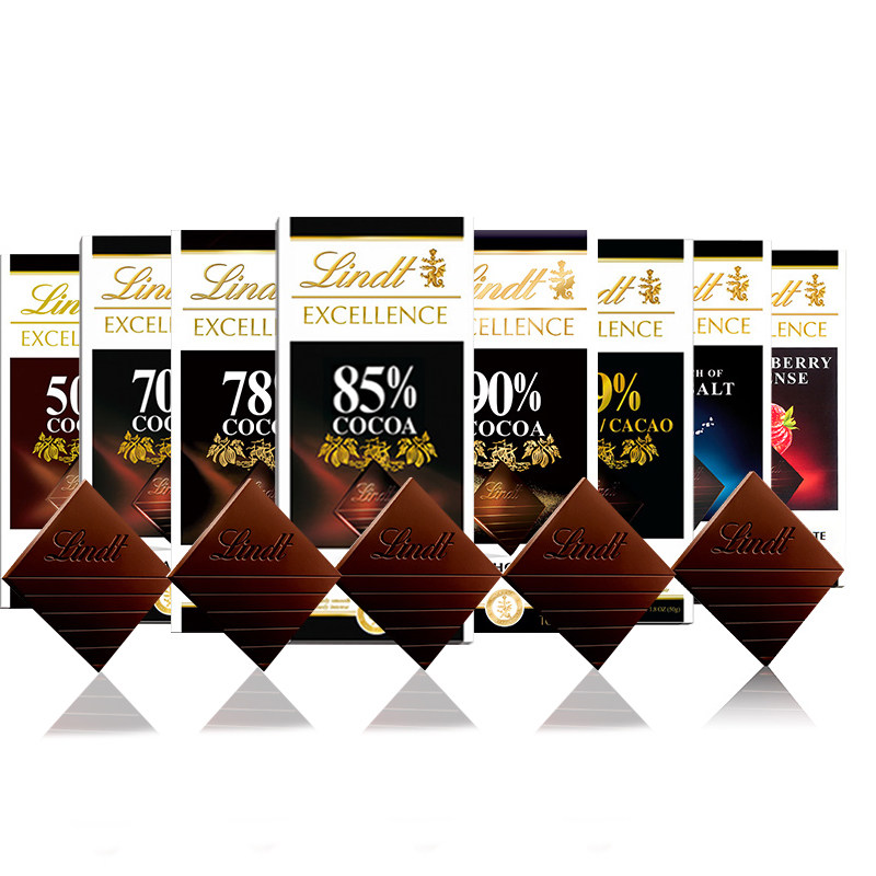 Lindt瑞士莲进口特醇排块装可可黑巧克力50%70%78%99%休闲零食