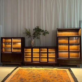 新中式老榆木落地置物博古架实木茶室茶具展示柜茶杯柜建盏收纳柜