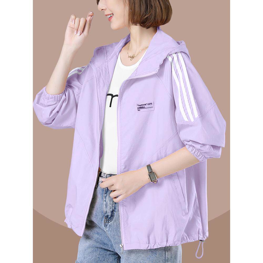 夏季新款女装防晒服女短款轻薄透气连帽外套户外开衫百搭风衣