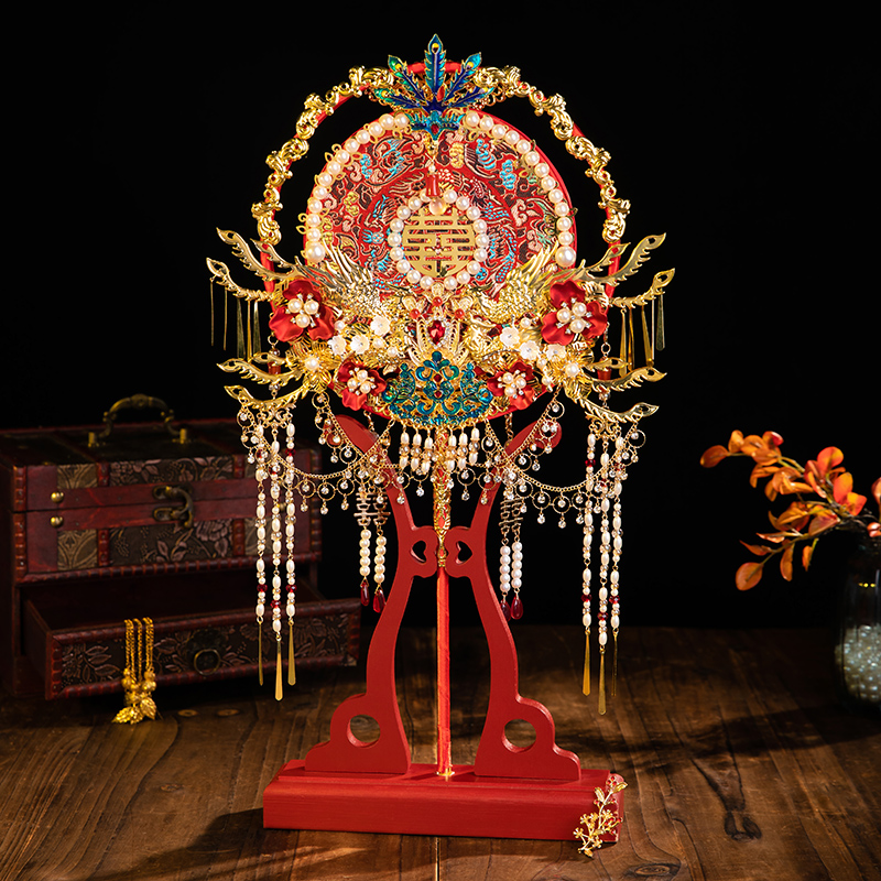 秀禾团扇高端重工可diy送新娘