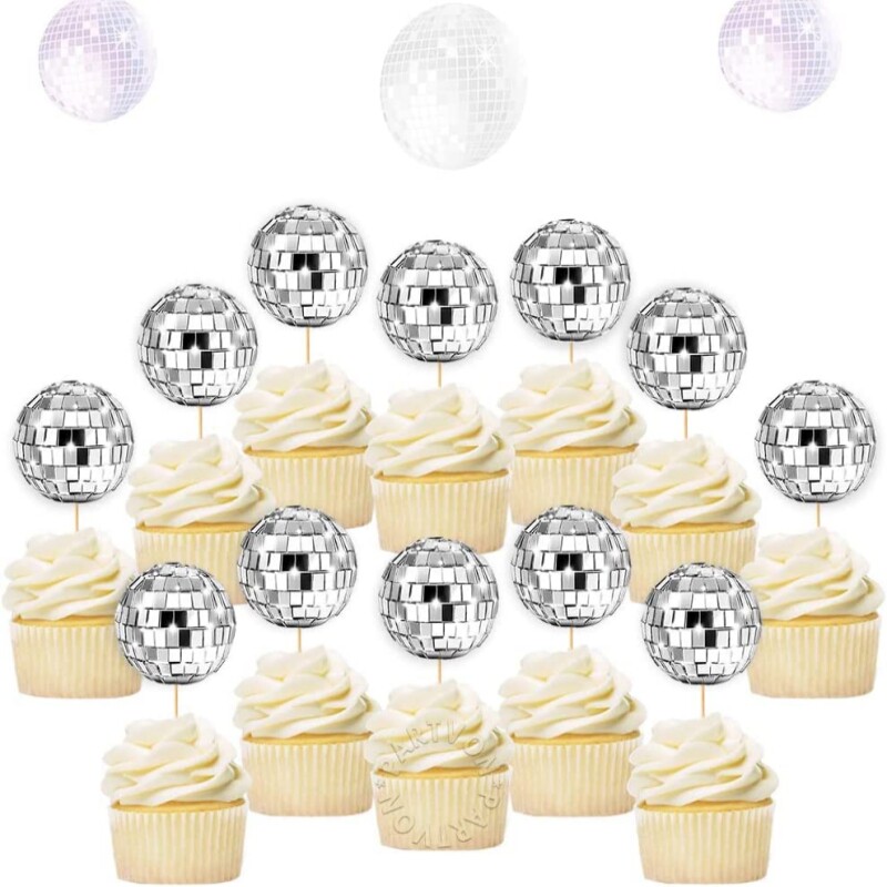 3cm disco镜面球蛋糕插牌ins风蛋糕摆件儿童烘焙派对生日配件装饰