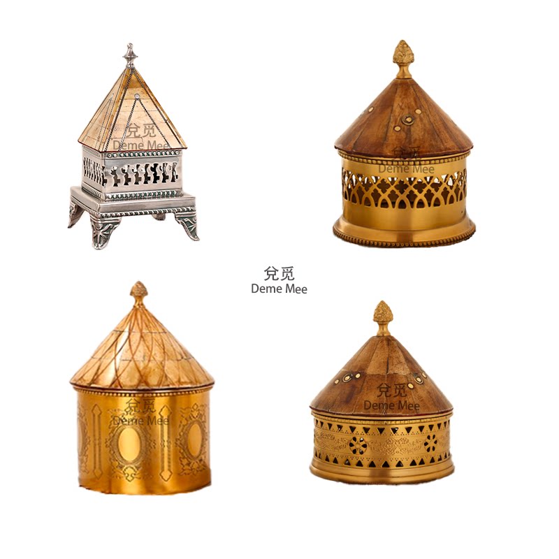 进口复古黄铜牛骨储物罐镂空装饰塔形居家摆件创意收纳盒贝壳果盘