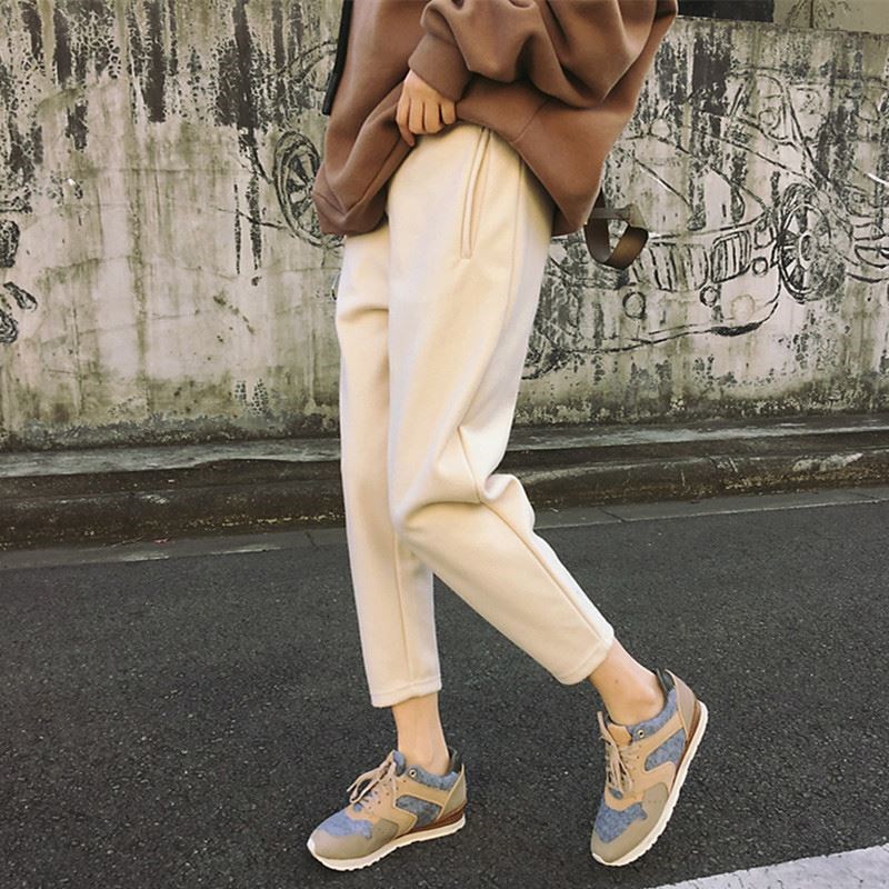哈伦裤中学生冬季冬装保暖米白色冬裤学院风百搭宽腿韩系女装学生|ruв категории Женская одежда, брюки, брюки - от Buy2taobao.com для оказания профессиональной услуги покупки агента Taobao