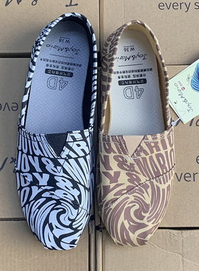 JM快乐玛丽 夏季透气涂鸦帆布鞋 一脚蹬休闲懒人鞋低帮女鞋62311W