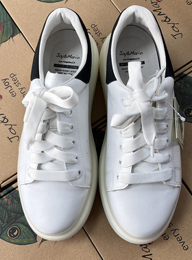 J&M/快乐玛丽 春季时尚百搭小白鞋 系带休闲板鞋流行男鞋03053M