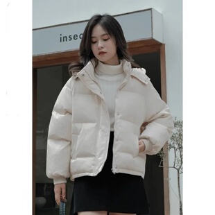 森女系羽绒棉服女2025冬季新款韩版短款小个子棉衣白色宽松棉袄潮