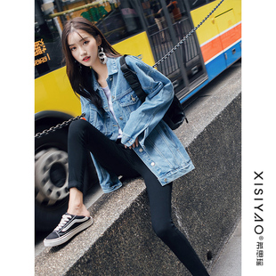 2026春秋中长款牛仔外套女宽松学生简约大码胖mm嘻哈风显瘦牛仔衣