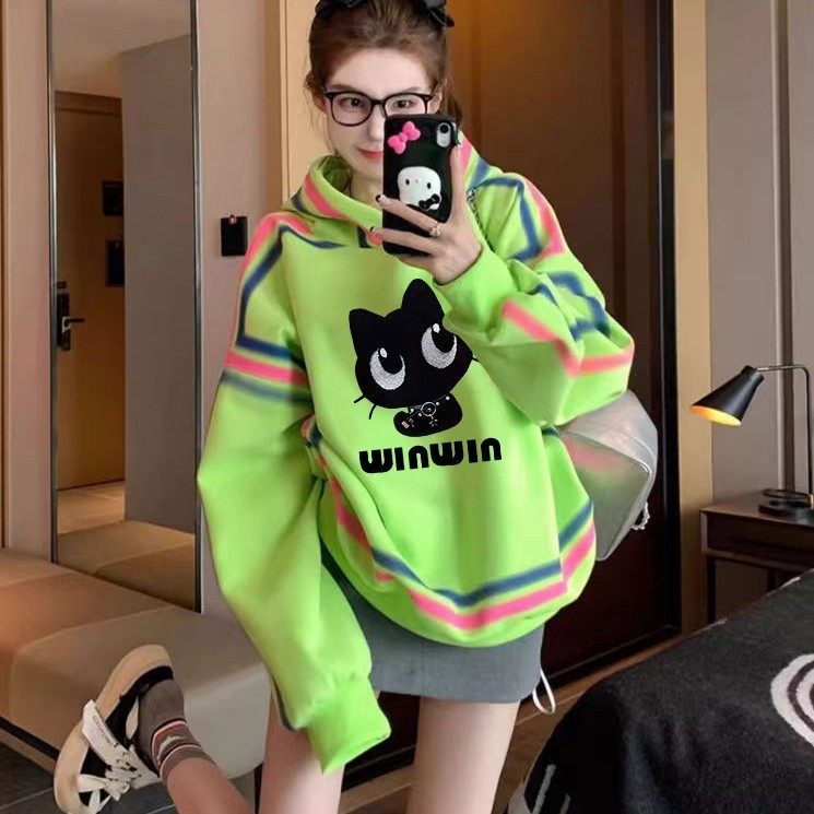 连帽卫衣女不起球连动漫卡通印花2025秋冬新款加绒保暖上衣外套,女装/女士精品,卫衣/绒衫,淘宝优惠券,粉丝福利购,淘宝优惠卷