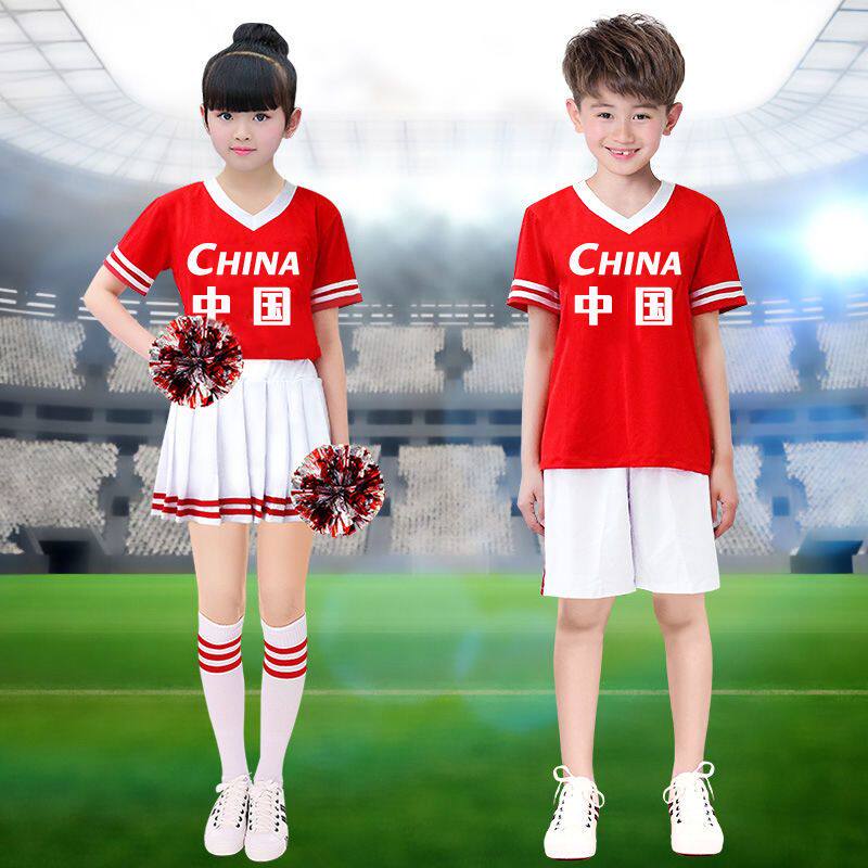 拉拉队服儿童啦啦操服装男女啦啦队中小学生运动会啦啦裙演出服装