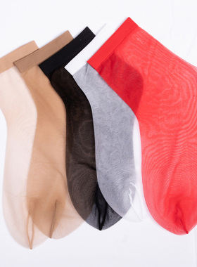 3双装丝滑0d有跟丝袜带袜跟短袜脚尖透明白色短丝袜超薄短筒袜