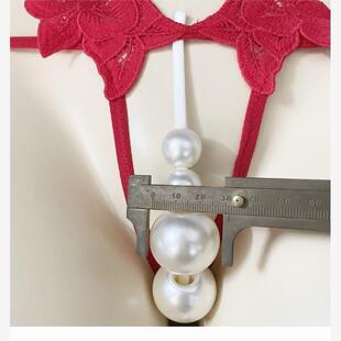 珍珠内裤入体加大一颗蕾丝丁字裤勒阴优质大颗粒带珍珠项链内裤