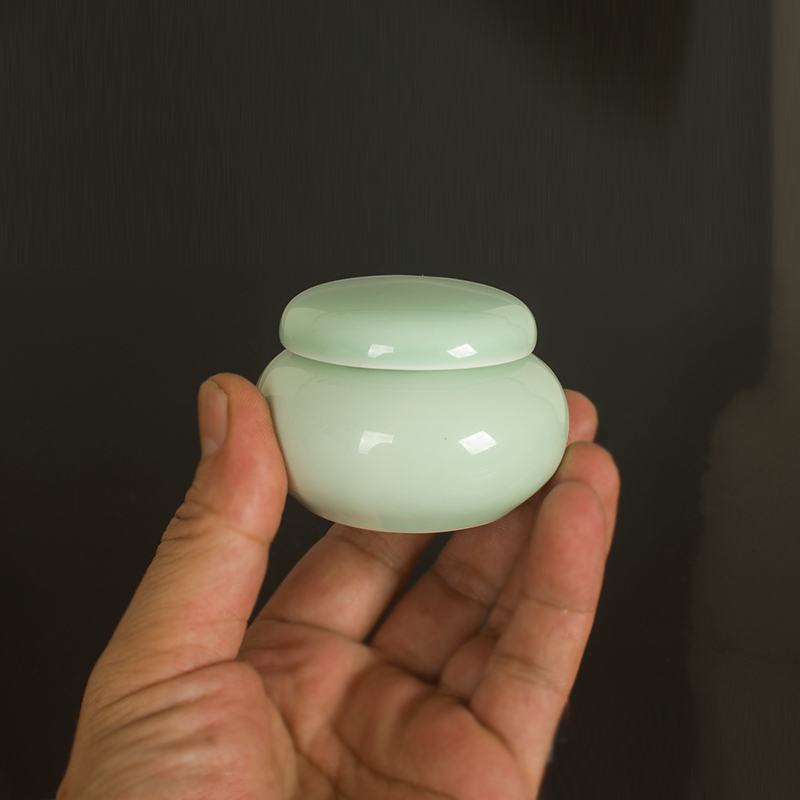 迷你陶瓷美妆膏方梅子青密封罐