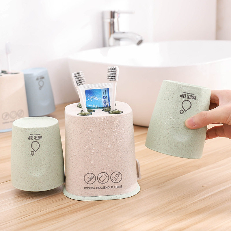 家用情侣简约漱口杯套装创意刷牙杯家用牙缸塑料置物洗漱牙刷杯架