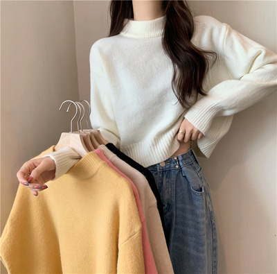 绵羊绒套头半高领内搭外穿纯色
